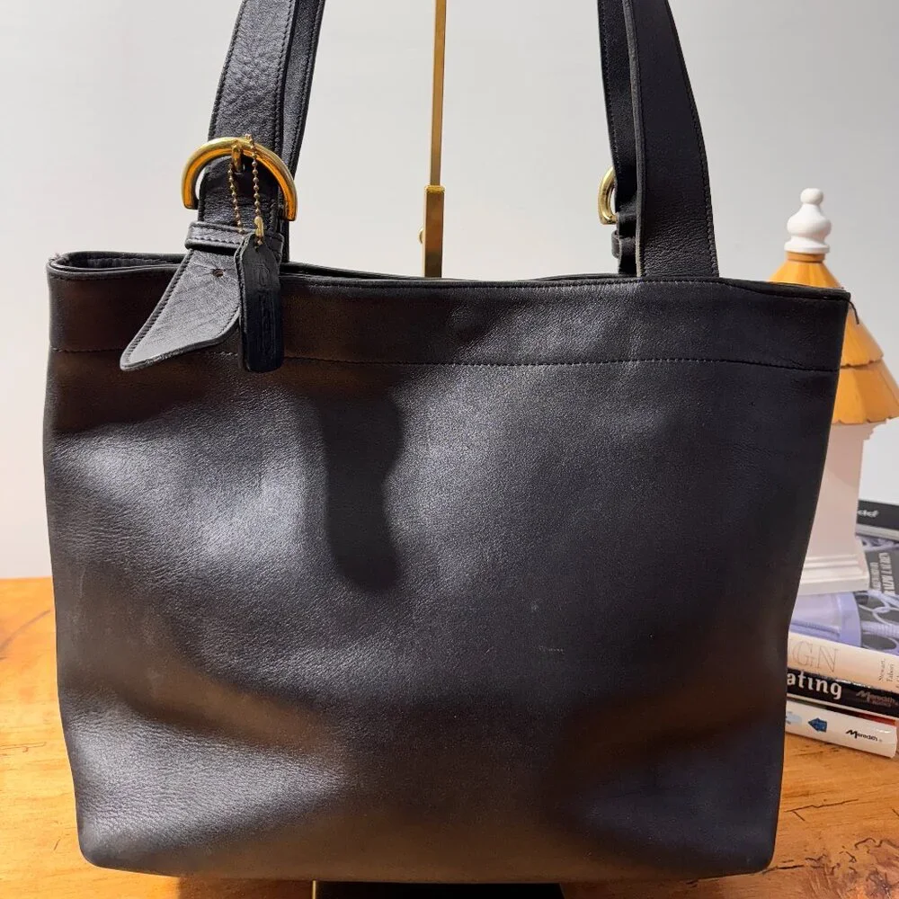 COACH SOHO WAVERLY Tote Bag Vintage Leather Black 4140 - Picture 1 of 12